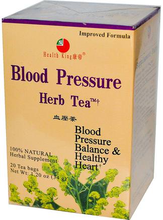 Blood Pressure Herb Tea, 20 Tea Bags, 1.20 oz (34 g) by Health King-Mat, Örtte, Hälsa, Blodtryck