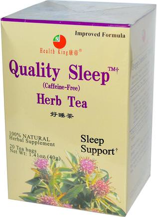 Quality Sleep, Herb Tea, Caffeine Free, 20 Tea Bags, 1.41 oz (40 g) by Health King-Kosttillskott, Sömnstöd