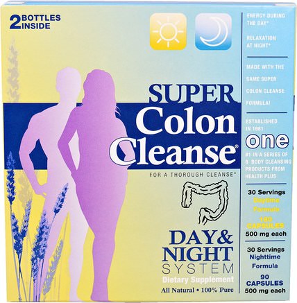 Day & Night System, 2 Bottle Kit by Health Plus Super Colon Cleanse-Hälsa, Detox, Kolon Rensa