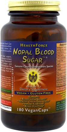 Nopal Blood Sugar, 180 Veggie Caps by HealthForce Nutritionals-Hälsa, Blodsocker, Nopal (Prickly Pear Cactus Opuntia)