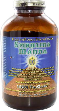 Spirulina Manna, Natures Best Protein Powder, 16 oz, 1 lb (453.5 g) by HealthForce Nutritionals-Kosttillskott, Spirulina