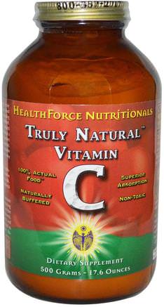 Truly Natural Vitamin C, 17.6 oz (500 g) by HealthForce Nutritionals-Vitaminer, Vitamin C