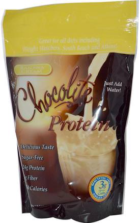 Chocolite Protein, Banana Cream, 14.7 oz (418 g) by HealthSmart Foods-Kosttillskott, Protein Skakningar