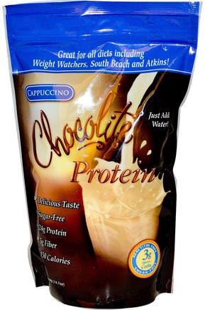 Chocolite Protein, Cappuccino, 14.7 oz (418 g) by HealthSmart Foods-Kosttillskott, Protein Skakningar