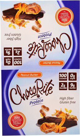 ChocoRite Protein Bar, Peanut Butter, 16 Bars - 1.2 oz (34 g) Each by HealthSmart Foods-Sport, Protein Barer