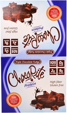 ChocoRite Protein Bars, Triple Chocolate Fudge, 16 Bars - 1.2 oz (34 g) Each by HealthSmart Foods-Kosttillskott, Näringsstänger, Proteinstänger