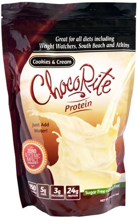 ChocoRite Protein, Cookies & Cream, 14.7 oz (418 g) by HealthSmart Foods-Kosttillskott, Protein