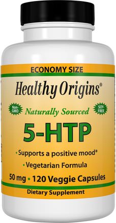 5-HTP, 50 mg, 120 Veggie Caps by Healthy Origins-Kosttillskott, 5-Htp, 5-Htp 50 Mg