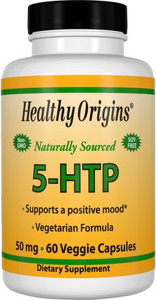 5-HTP, 50 mg, 60 Veggie Caps by Healthy Origins-Kosttillskott, 5-Htp, 5-Htp 50 Mg