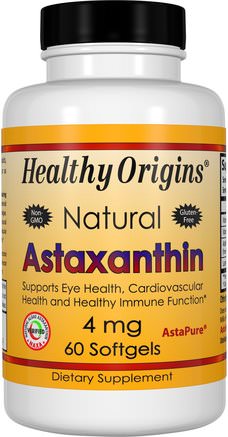 Astaxanthin, 4 mg, 60 Softgels by Healthy Origins-Kosttillskott, Antioxidanter, Astaxanthin