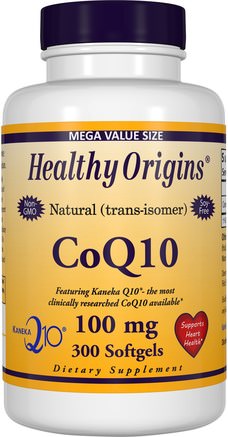 CoQ10, Kaneka Q10, 100 mg, 300 Softgels by Healthy Origins-Kosttillskott, Koenzym Q10, Coq10