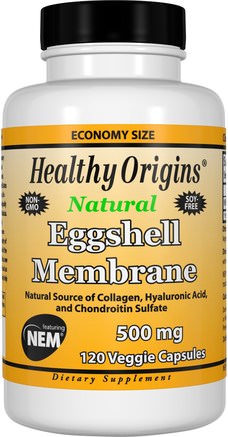 Eggshell Membrane, 500 mg, 120 Veggie Caps by Healthy Origins-Kosttillskott, Äggskal Membran
