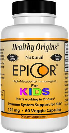 EpiCor for Kids, 125 mg, 60 Veggie Caps by Healthy Origins-Barns Hälsa, Bebis, Spädbarnstillägg, Kall Influensa Och Viral, Epicor