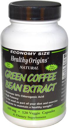 Green Coffee Bean Extract, 400 mg, 120 Veggie Capsules by Healthy Origins-Kosttillskott, Antioxidanter, Grönt Kaffebönaxtrakt