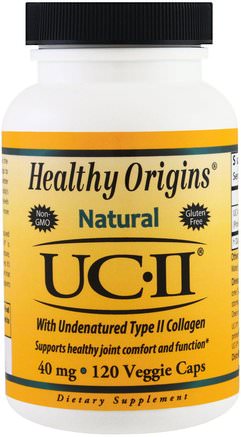 Natural, UC-II with Undenatured Type II Collagen, 40 mg, 120 Veggie Caps by Healthy Origins-Hälsa, Ben, Osteoporos, Kollagen, Gemensam Hälsa
