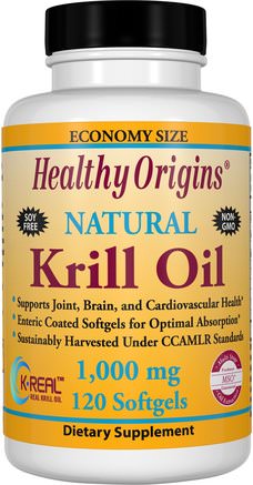 Krill Oil, Natural Vanilla Flavor, 1.000 mg, 120 Softgels by Healthy Origins-Kosttillskott, Efa Omega 3 6 9 (Epa Dha), Krillolja