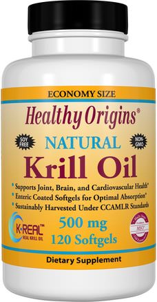 Krill Oil, Natural Vanilla Flavor, 500 mg, 120 Softgels by Healthy Origins-Kosttillskott, Efa Omega 3 6 9 (Epa Dha), Krillolja