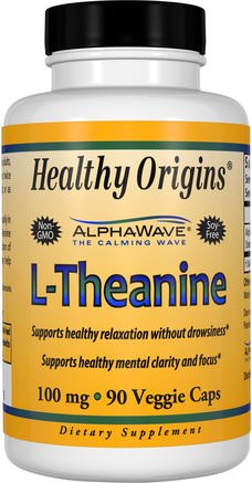 L-Theanine, 100 mg, 90 Veggie Caps by Healthy Origins-Kosttillskott, Aminosyror, L-Teanin