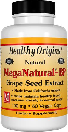 MegaNatural-BP Grape Seed Extract, 150 mg, 60 Veggie Caps by Healthy Origins-Kosttillskott, Antioxidanter, Druvutsäde, Hälsa, Blodtryck