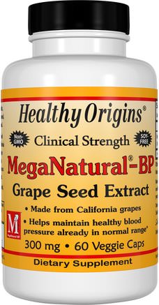 MegaNatural-BP Grape Seed Extract, 300 mg, 60 Veggie Caps by Healthy Origins-Kosttillskott, Antioxidanter, Druvutsäde, Hälsa, Blodtryck