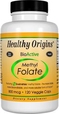Methyl Folate, 800 mcg, 120 Veggie Caps by Healthy Origins-Vitaminer, Folsyra, 5-Mthf Folat (5 Metyltetrahydrofolat)
