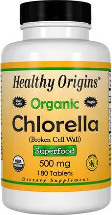 Organic Chlorella, 180 Tablets by Healthy Origins-Kosttillskott, Superfoods, Chlorella