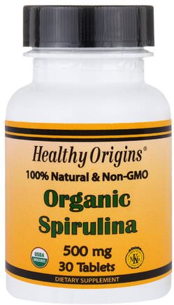 Organic Spirulina, 500 mg, 30 Tablets by Healthy Origins-Kosttillskott, Spirulina