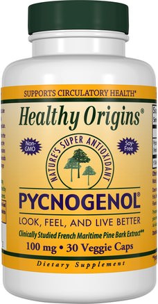 Pycnogenol, 100 mg, 30 Veggie Caps by Healthy Origins-Kosttillskott, Pyknogenol