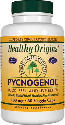Pycnogenol, 100 mg, 60 Veggie Caps by Healthy Origins-Kosttillskott, Pyknogenol