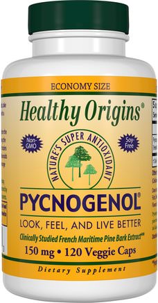 Pycnogenol, 150 mg, 120 Veggie Caps by Healthy Origins-Kosttillskott, Pyknogenol