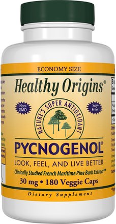 Pycnogenol, 30 mg, 180 Veggie Caps by Healthy Origins-Kosttillskott, Pyknogenol