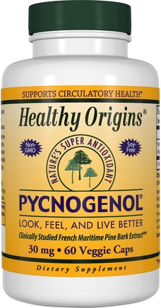 Pycnogenol, 30 mg, 60 Veggie Caps by Healthy Origins-Kosttillskott, Pyknogenol