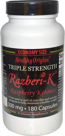 Razberi-K, Raspberry Ketones, 300 mg, 180 Capsules by Healthy Origins-Viktminskning, Kost, Hallon Ketoner