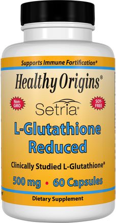 Setria, L-Glutathione Reduced, 500 mg, 60 Capsules by Healthy Origins-Kosttillskott, L Glutation