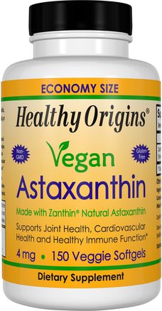 Vegan Astaxanthin, 4 mg, 150 Veggie Softgels by Healthy Origins-Kosttillskott, Antioxidanter, Astaxanthin