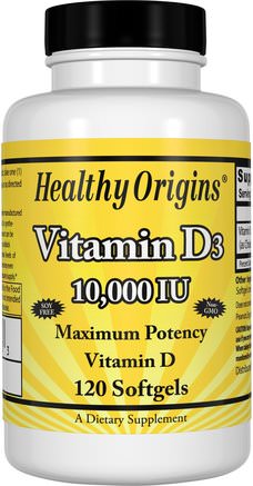 Vitamin D3, 10.000 IU, 120 Softgels by Healthy Origins-Vitaminer, Vitamin D3