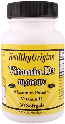 Vitamin D3, 10.000 IU, 30 Softgels by Healthy Origins-Vitaminer, Vitamin D3
