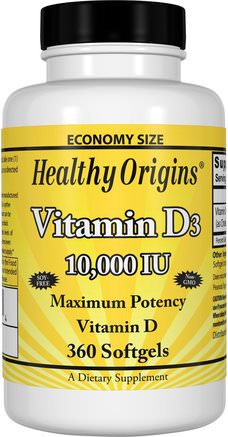 Vitamin D3, 10.000 IU, 360 Softgels by Healthy Origins-Vitaminer, Vitamin D3