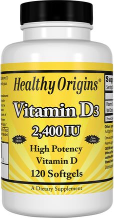 Vitamin D3, 2.400 IU, 120 Softgels by Healthy Origins-Vitaminer, Vitamin D3