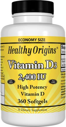 Vitamin D3, 2.400 IU, 360 Softgels by Healthy Origins-Vitaminer, Vitamin D3