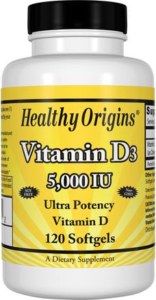 Vitamin D3, 5.000 IU, 120 Softgels by Healthy Origins-Vitaminer, Vitamin D3
