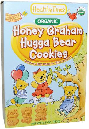 Organic Hugga Bear Cookies, Honey Graham, 6.5 oz (182 g) by Healthy Times-Barns Hälsa, Babyfodring, Babysnickor Och Fingermat, Kakor Med Tändkakor