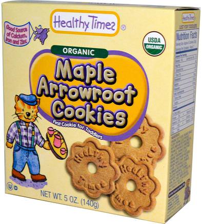 Organic Arrowroot Cookies, Maple, 5 oz (140 g) by Healthy Times-Barns Hälsa, Babyfodring, Babysnickor Och Fingermat, Kakor Med Tändkakor