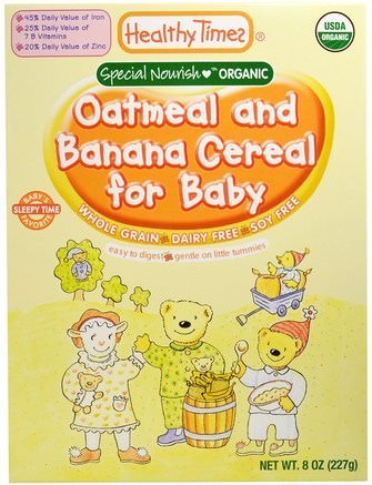 Organic Cereal for Baby, Oatmeal and Banana, 8 oz (227 g) by Healthy Times-Barns Hälsa, Babyfodring, Barnflingor, Barnmat