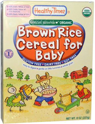 Organic Cereal for Baby, Brown Rice, 8 oz (227 g) by Healthy Times-Barns Hälsa, Babyfodring, Barnflingor, Barnmat