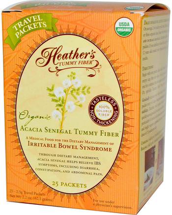 Organic Acacia Senegal Tummy Fiber, 25 Travel Packets, 2.5 g Each by Heathers Tummy Care-Kosttillskott, Fiber, Akaciefiber