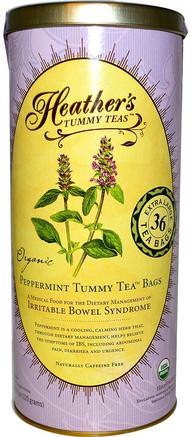 Tummy Teas, Organic Peppermint Tea Bags, Caffeine Free, 36 Extra Large Tea Bags by Heathers Tummy Care-Mat, Örtte