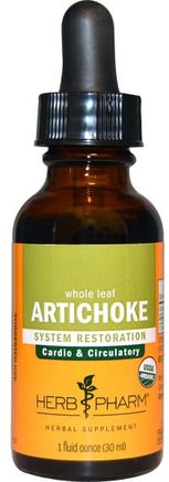 Artichoke, Whole Leaf, 1 fl oz (30 ml) by Herb Pharm-Hälsa, Kolesterolstöd, Kronärtskocka