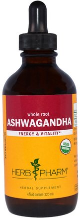 Ashwagandha, 4 fl oz (120 ml) by Herb Pharm-Örter, Ashwagandha Medania Somnifera, Adaptogen