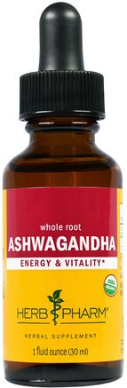 Ashwagandha, Whole Root, 1 fl oz (30 ml) by Herb Pharm-Örter, Ashwagandha Medania Somnifera, Adaptogen